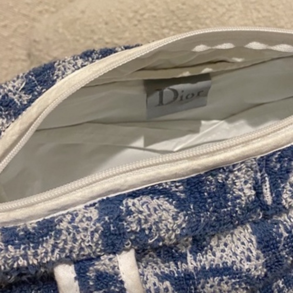Authentic Vintage christian dior monogram terry cloth towel bag in blue - Picture 7 of 11